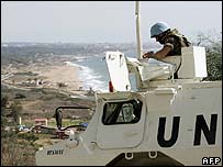 UN troops at the Rosh Hanikra border crossing point