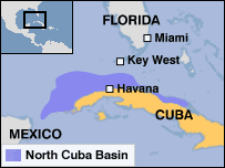 Map showing area of North Cuba Basin