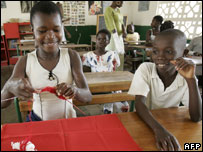 Children at a school in Ivory Coast