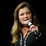 Actress Kate Mulgrew, who played Capt Kathryn Janeway in Star Trek Voyager, answers questions at the conference.