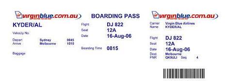 Just plain danger ruse ... Al Kyder's boarding pass.