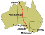 Route map of the Ghan